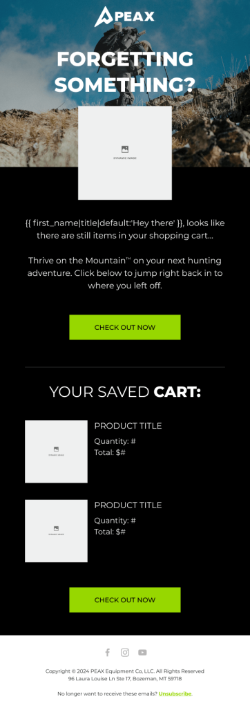 Email design example for Peax.