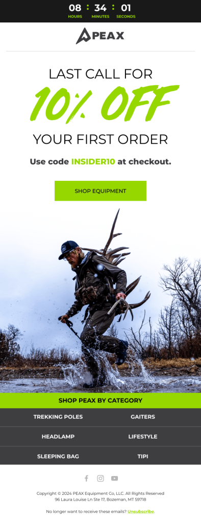 Email design example for Peax.