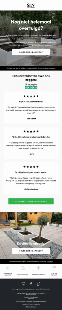 Email design example for SEV Plantenbakken.