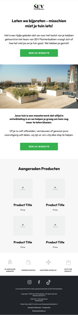 Email design example for SEV Plantenbakken.